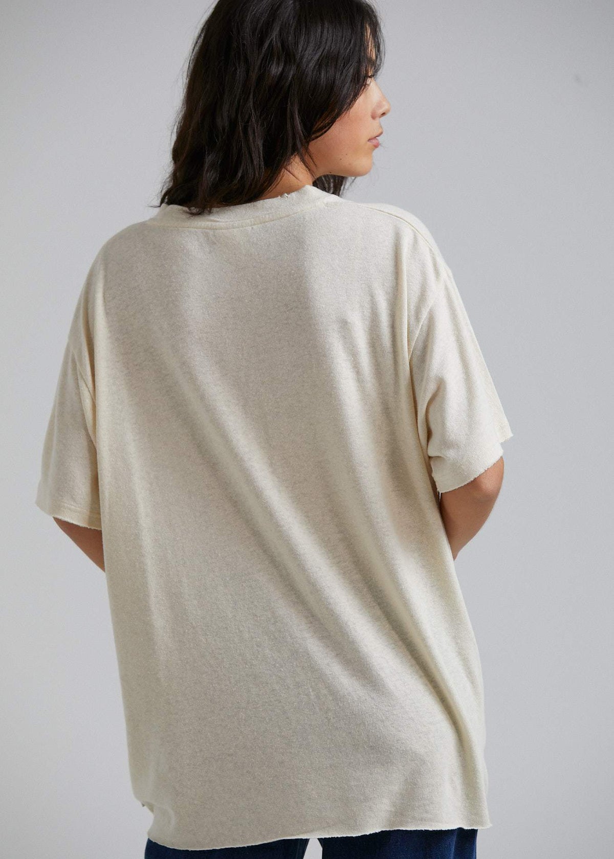 Afends Courtney Love  - Hemp Oversized Tee - Ash Pink Dip Dye Cream