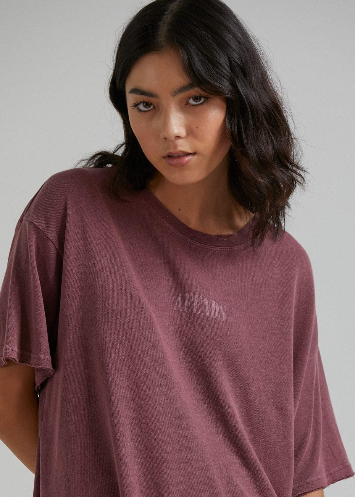 Afends Courtney Love  - Hemp Oversized Tee - Ash Pink Dip Dye Grape