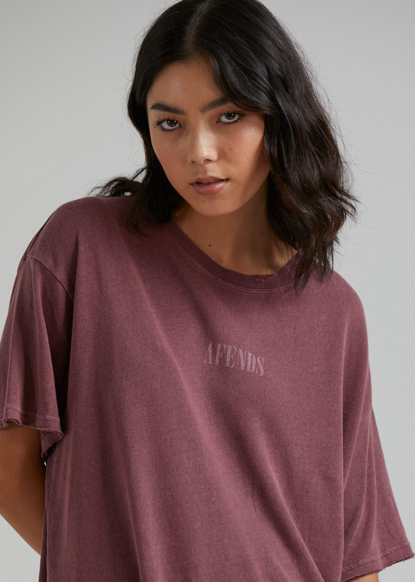 Afends Courtney Love  - Hemp Oversized Tee - Ash Pink Dip Dye Grape