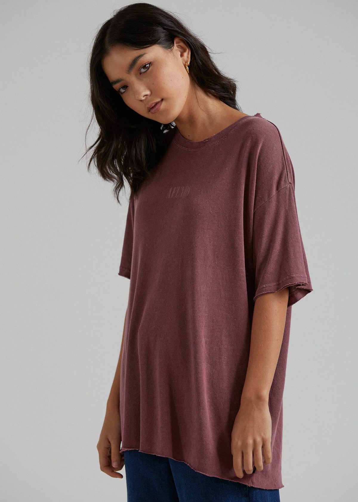 Afends Courtney Love  - Hemp Oversized Tee - Ash Pink Dip Dye Grape