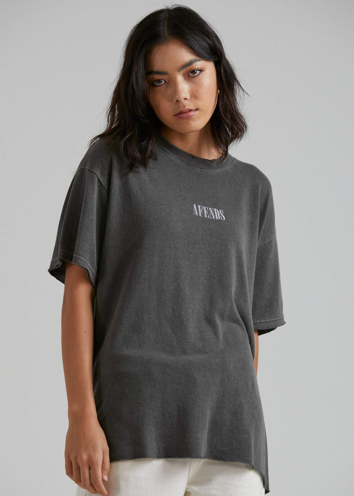 Afends Courtney Love  - Hemp Oversized Tee - Ash Pink Dip Dye Stone black