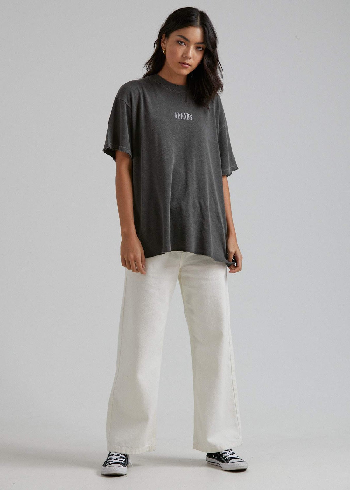 Afends Courtney Love  - Hemp Oversized Tee - Ash Pink Dip Dye Stone black