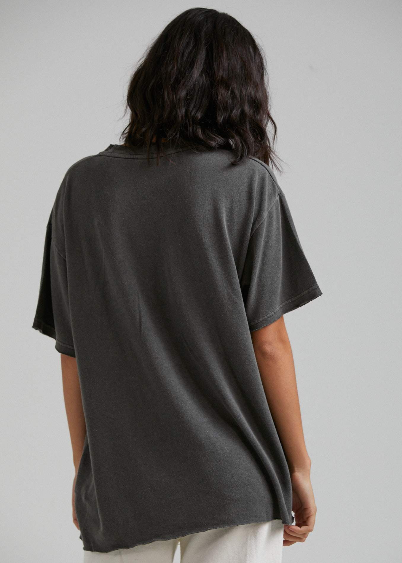 Afends Courtney Love  - Hemp Oversized Tee - Ash Pink Dip Dye Stone black