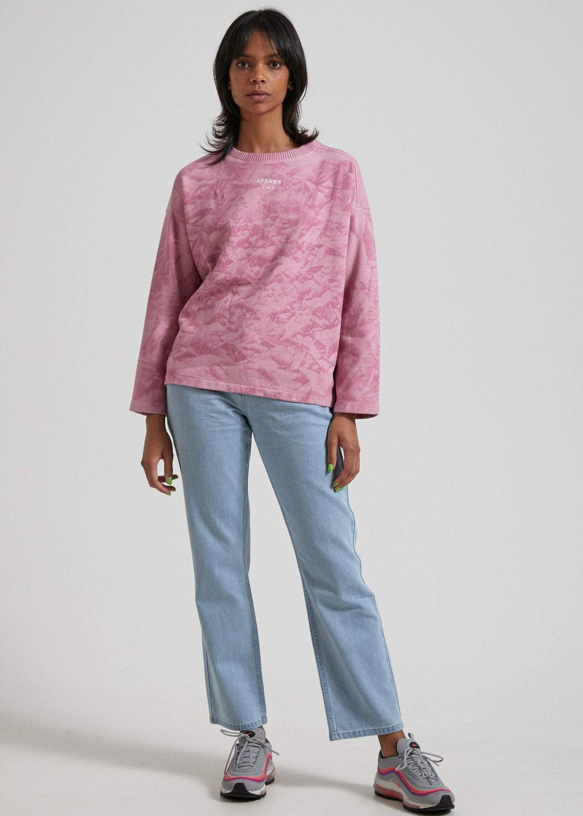 Afends Evolve   - Hemp Oversized Crew Neck - Smokey Lilac Smokey lilac