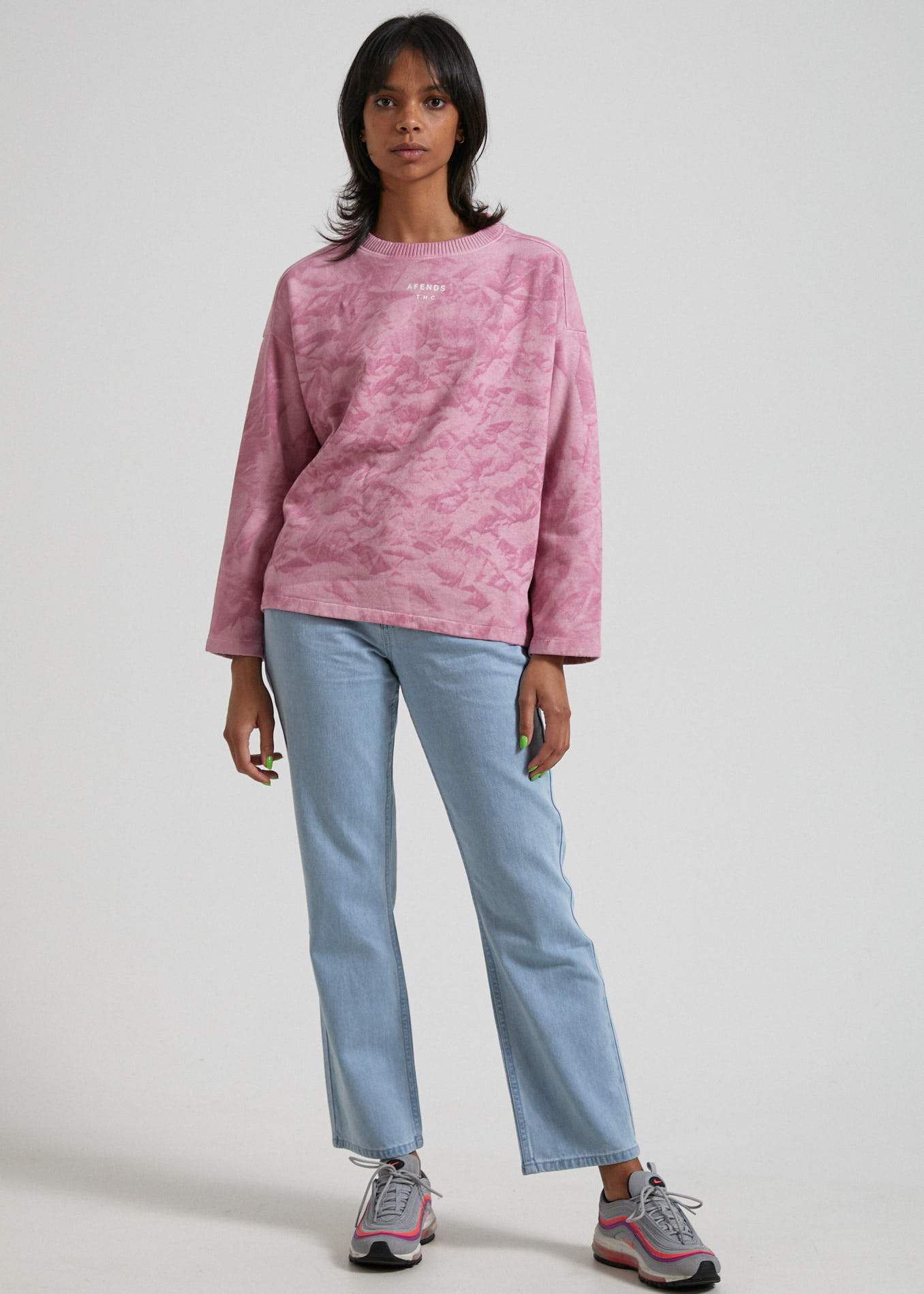 Afends Evolve   - Hemp Oversized Crew Neck - Smokey Lilac Smokey lilac