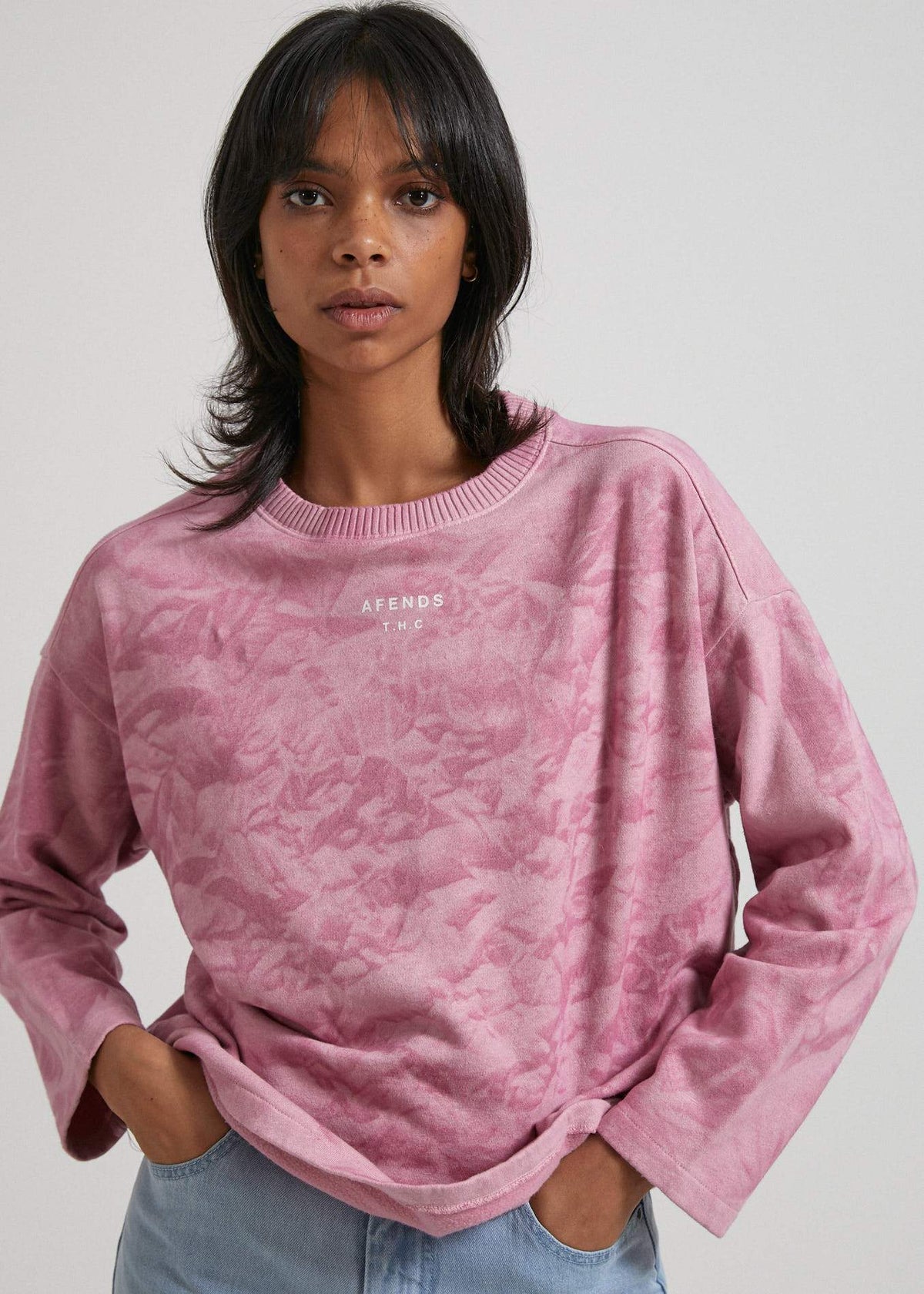 Afends Evolve   - Hemp Oversized Crew Neck - Smokey Lilac Smokey lilac