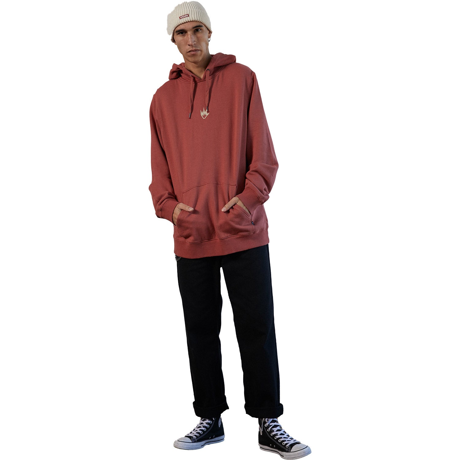 Afends Flame Pull On Hoodie Brick