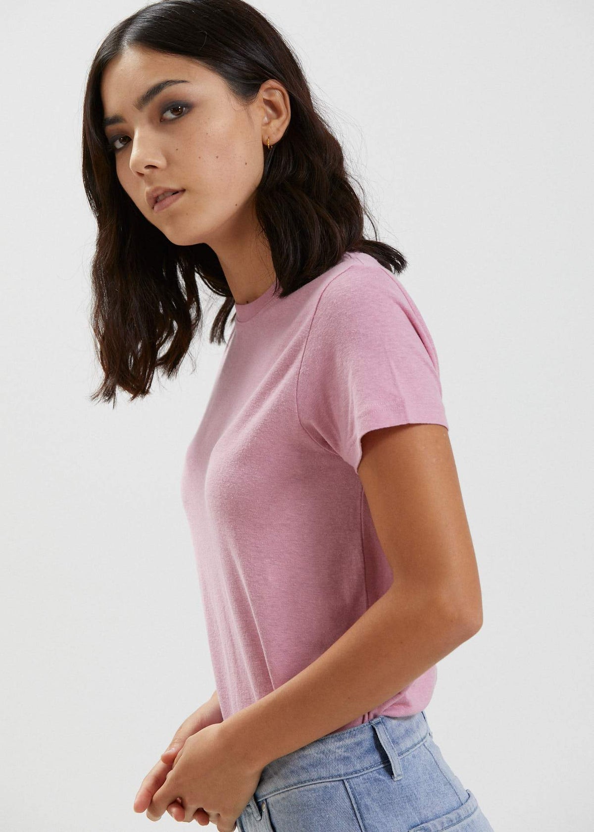 Afends Hemp Basics  - Standard Fit Tee - Glacier Smokey pink