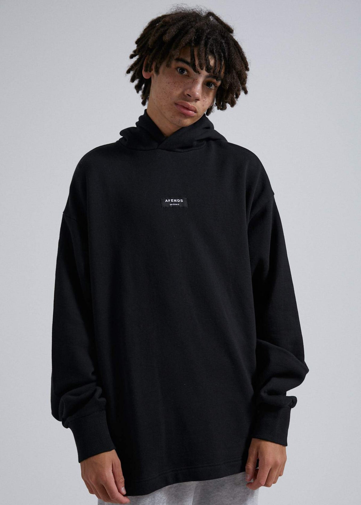 Afends Industry  - Unisex Pull On Hood - Grey Marle Black