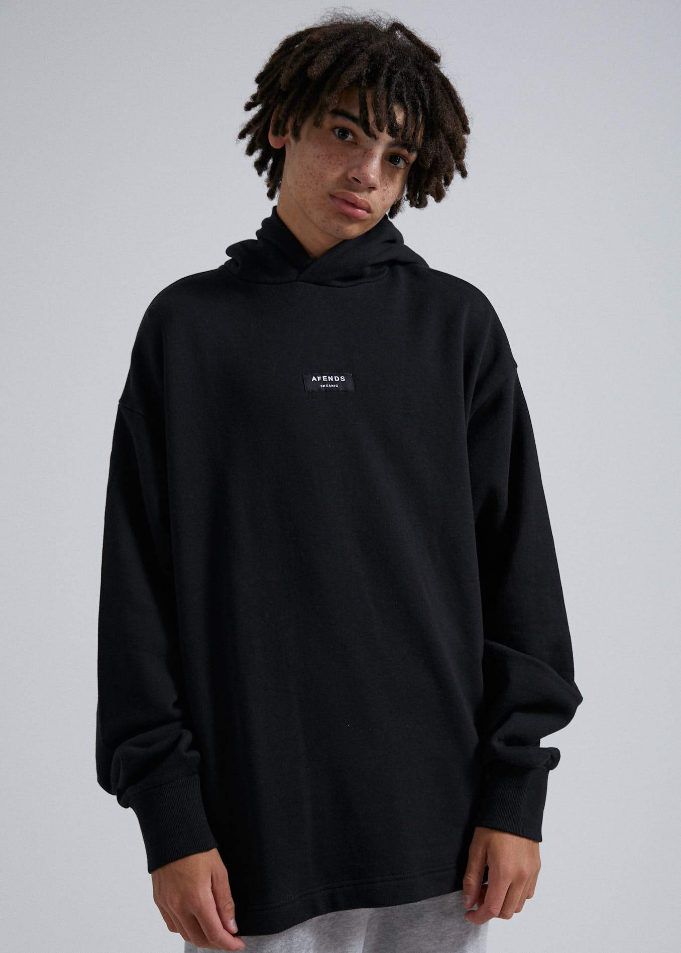 Afends Industry  - Unisex Pull On Hood - Grey Marle Black