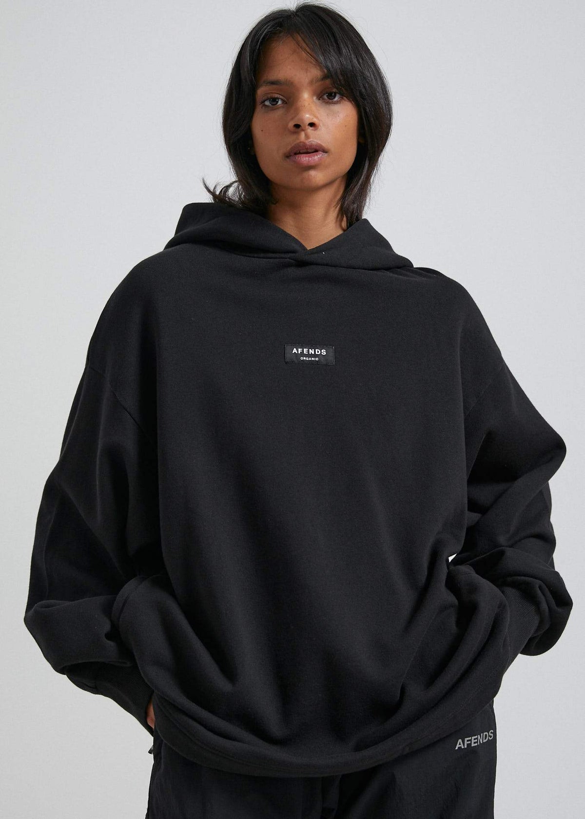 Afends Industry  - Unisex Pull On Hood - Grey Marle Black