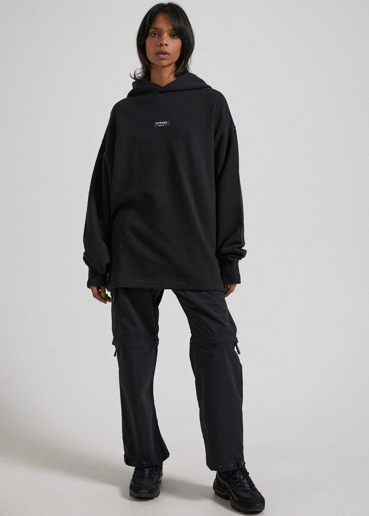 Afends Industry  - Unisex Pull On Hood - Grey Marle Black