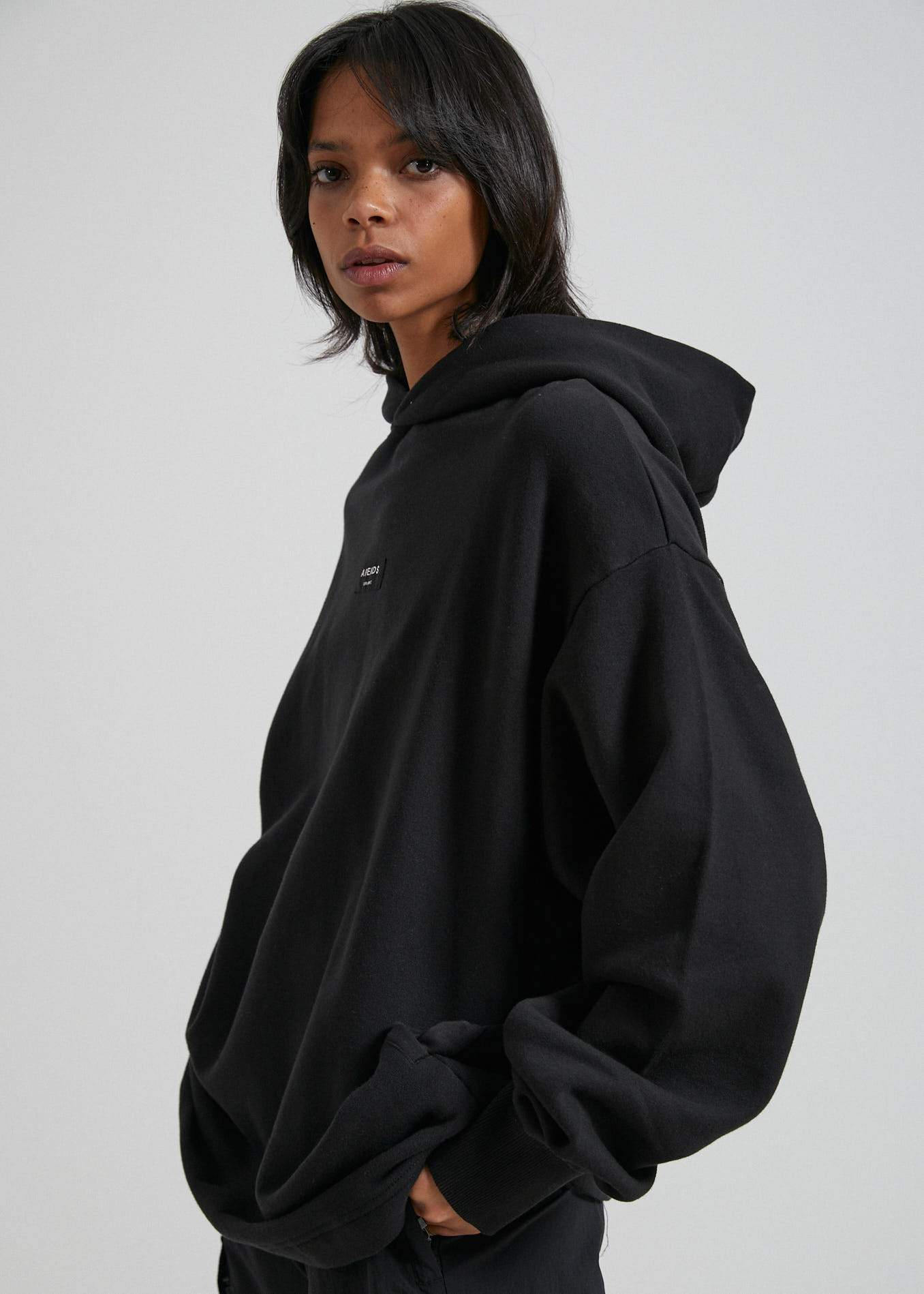 Afends Industry  - Unisex Pull On Hood - Grey Marle Black