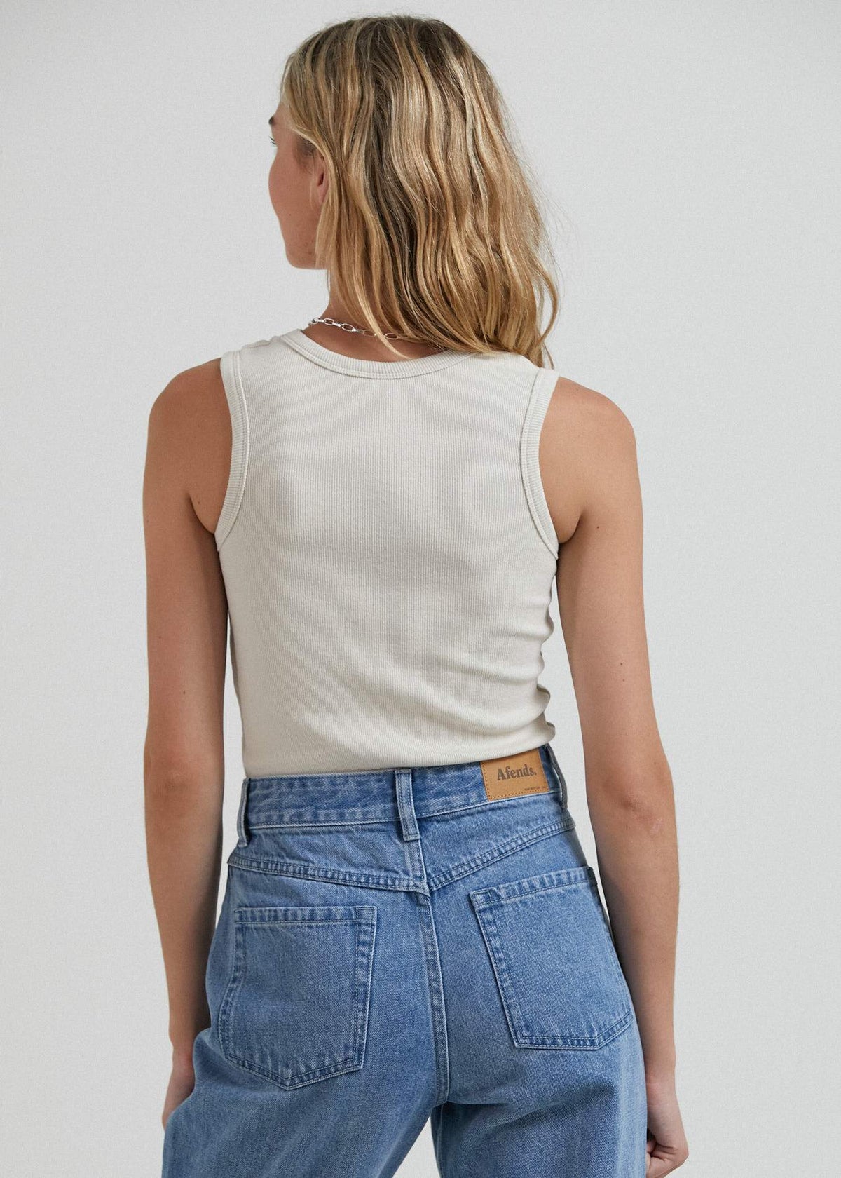 Afends Jasmin  - Hemp Ribbed Tank - Grey Marle Off white