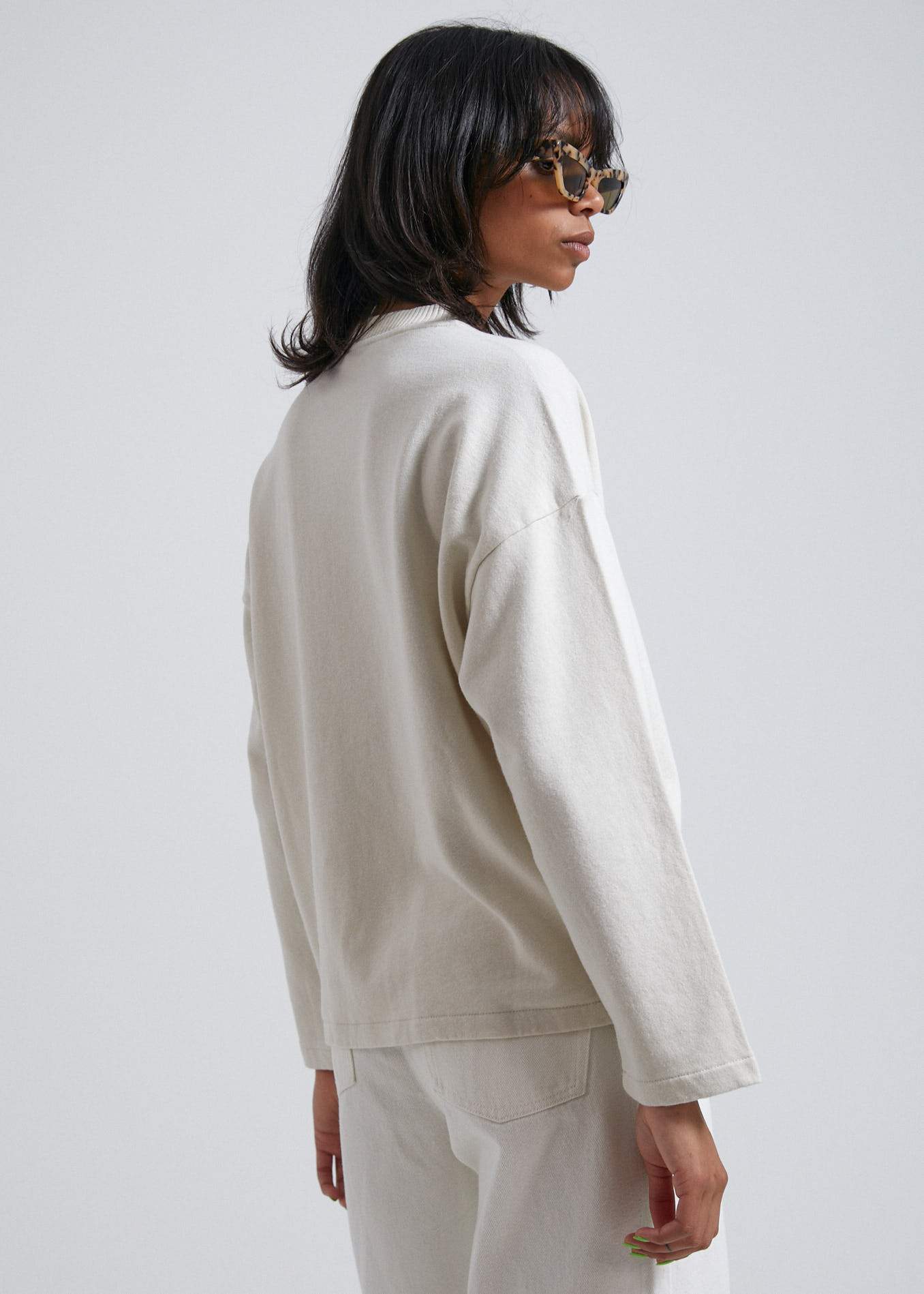 Afends Juno  - Hemp Oversized Crew Neck - Off White Off white