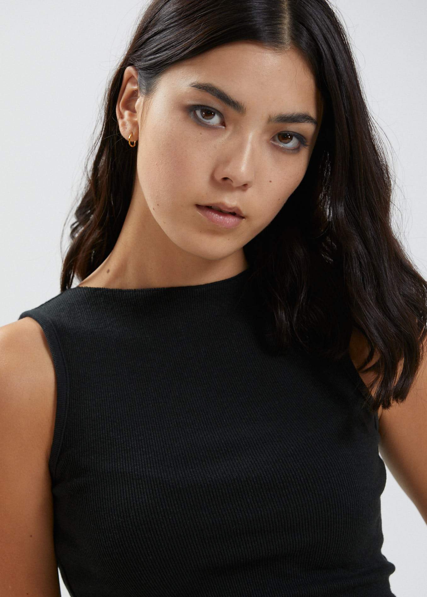Afends Peony  - Hemp Ribbed High Neck Tank - Black Black