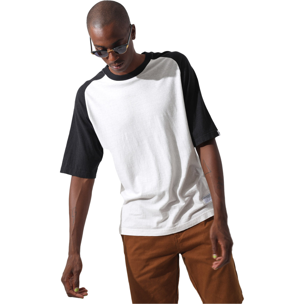 Afends Rasta Olympics Hemp Raglan Tee White Black