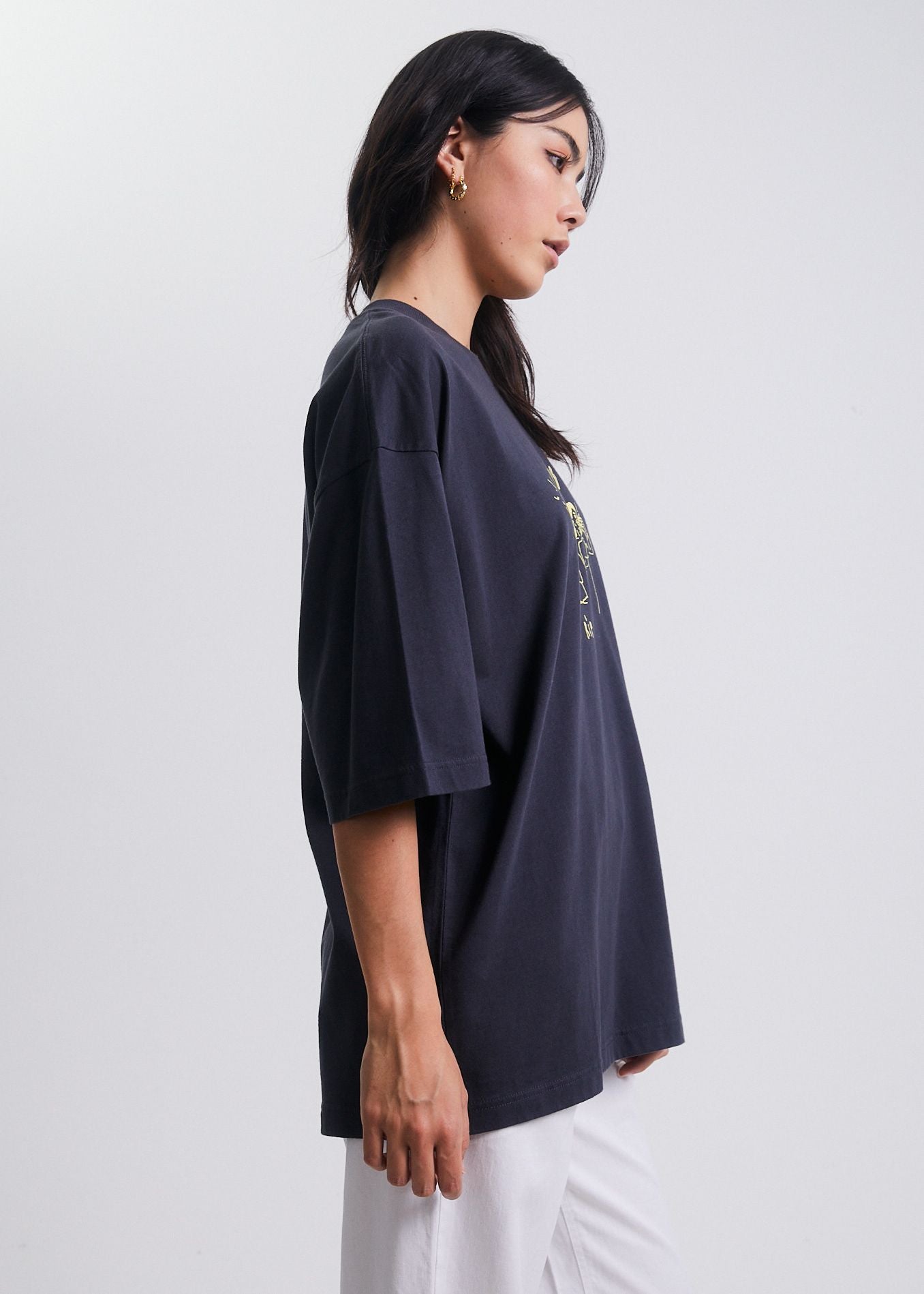 Afends Rip In  - Unisex Recycled Oversized Graphic T-Shirt - Charcoal Charcoal