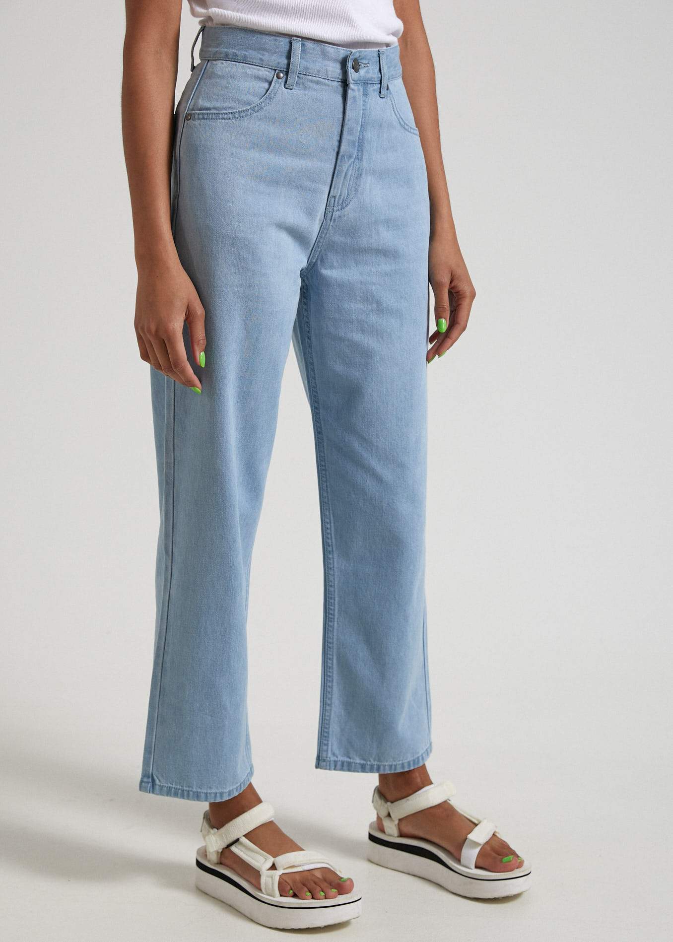 Afends Shelby  - Hemp Denim High Waist Wide Leg Jeans - Indigo Rinse Stone blue