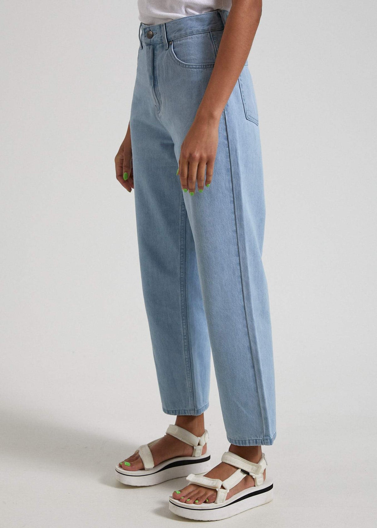Afends Shelby  - Hemp Denim High Waist Wide Leg Jeans - Indigo Rinse Stone blue