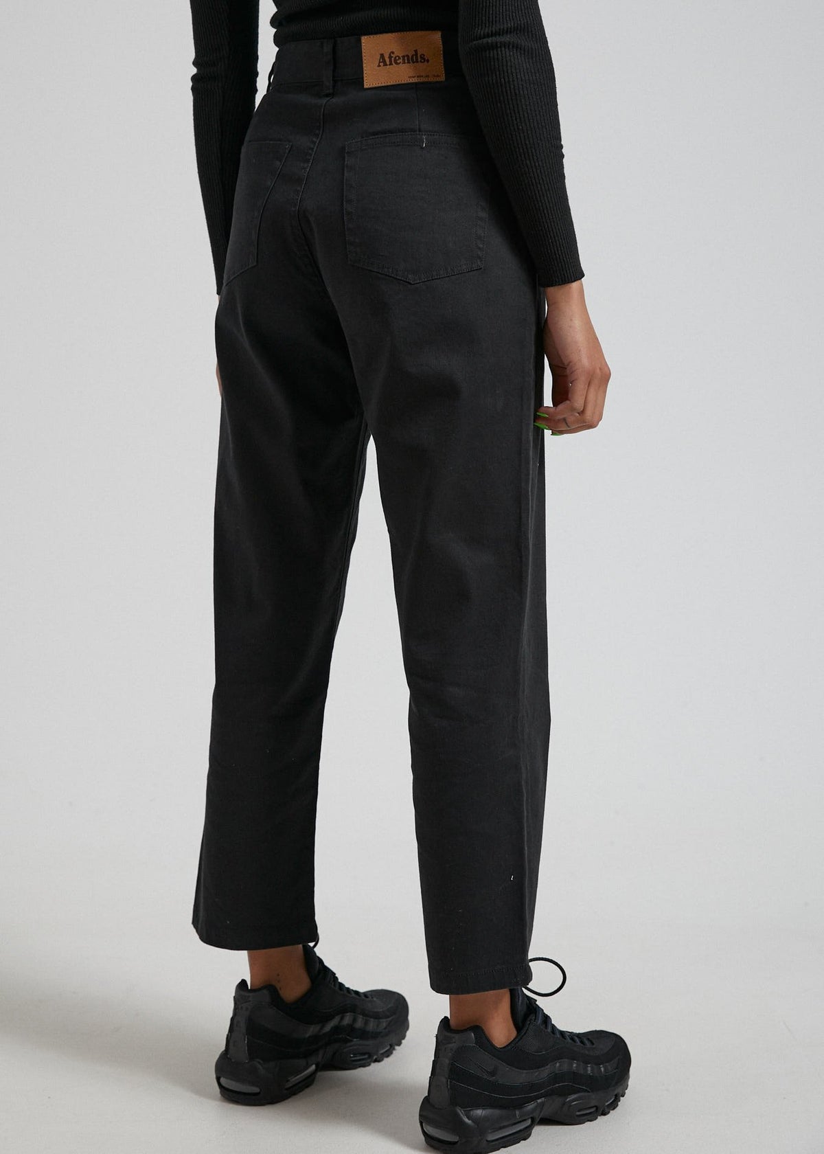 Afends Shelby  - Hemp Twill High Waist Wide Leg Pant - Off White Black