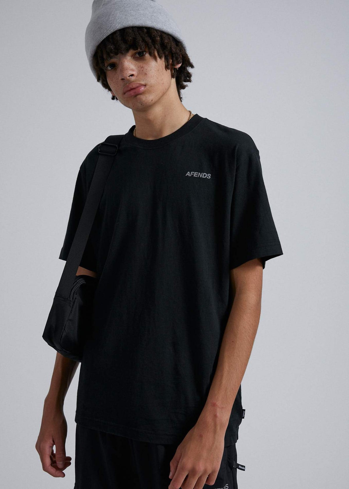 Afends Sidewalk  - Unisex Retro Fit Tee - Black Black