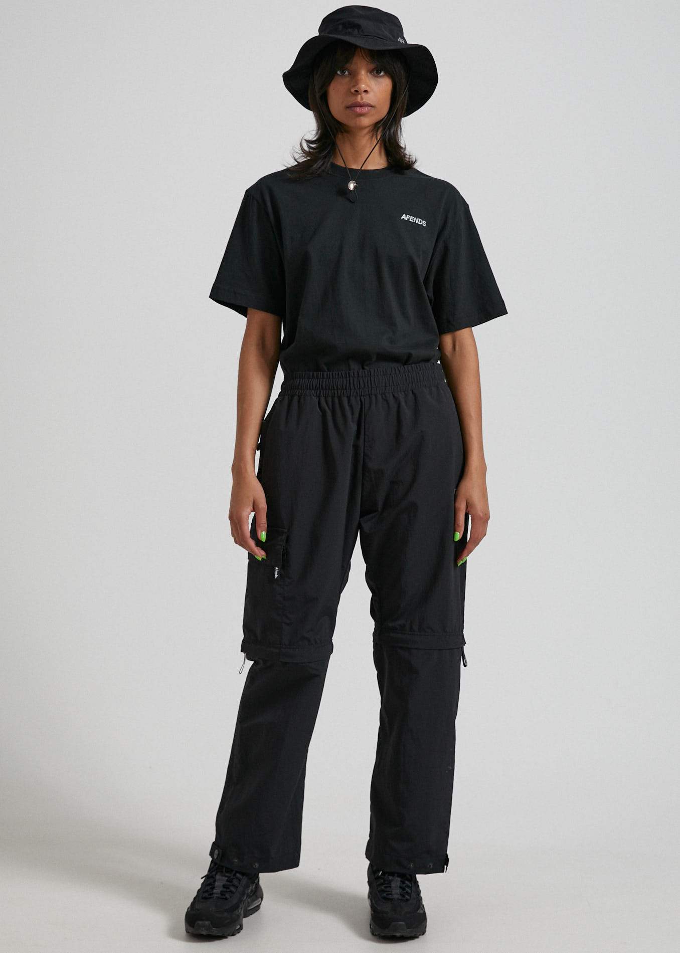 Afends Sidewalk  - Unisex Retro Fit Tee - Black Black