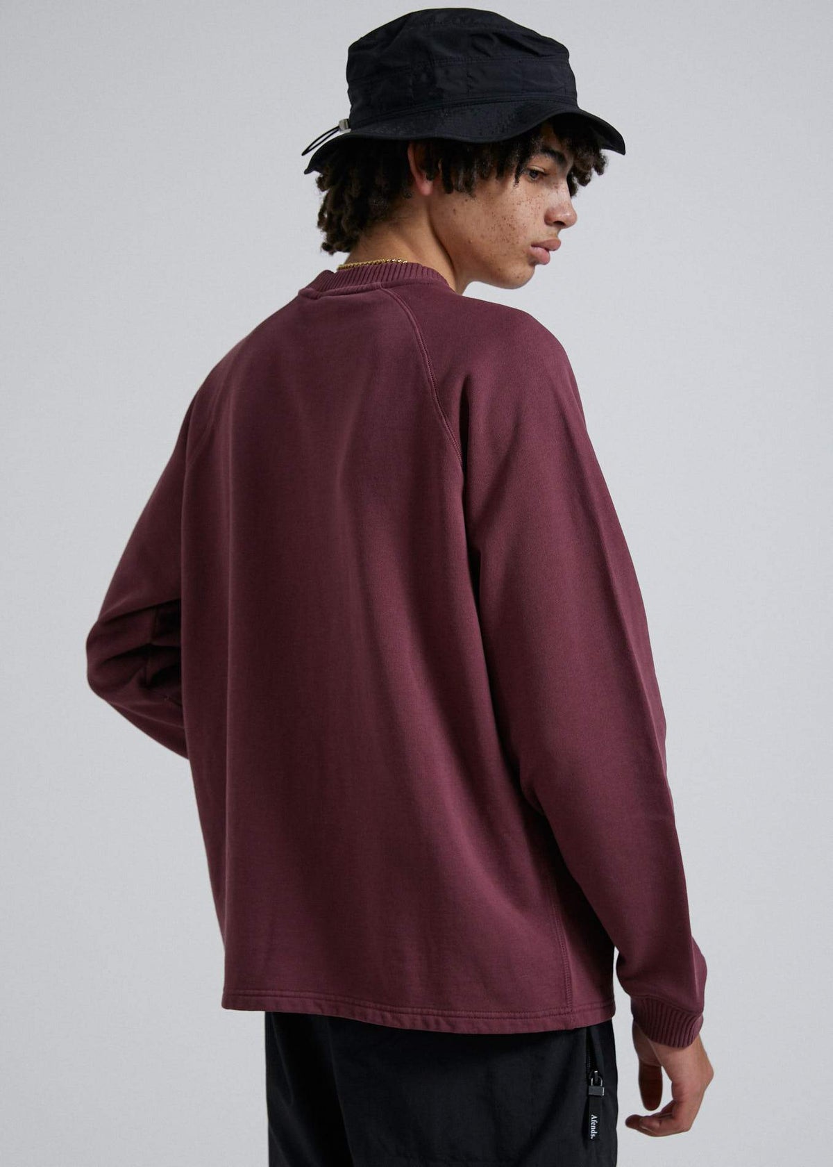 Afends Society  - Unisex Raglan Crew Neck - Stone Black Wine