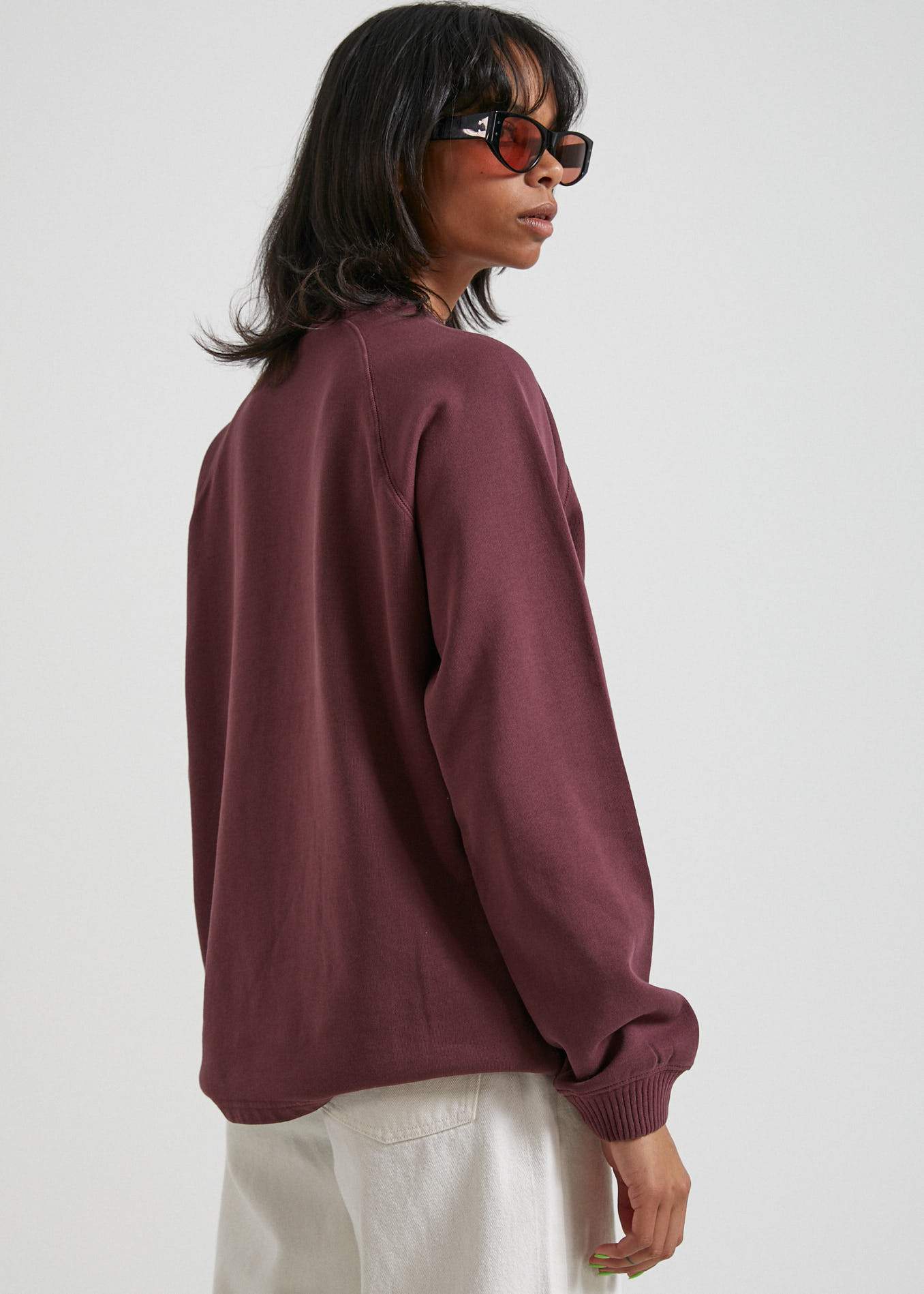Afends Society  - Unisex Raglan Crew Neck - Stone Black Wine