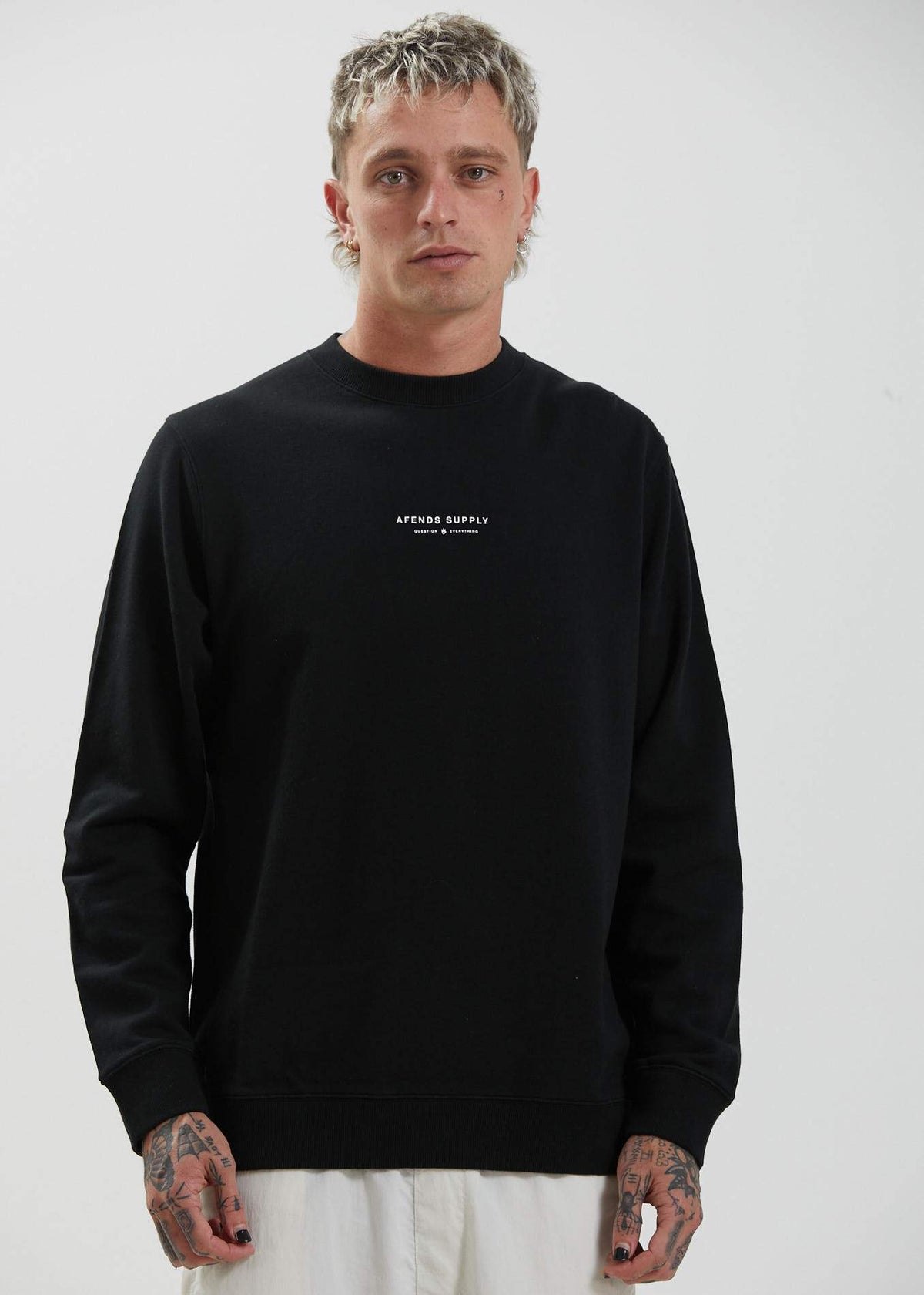Afends Supply  - Recycled Crew Neck Jumper - Camel Black