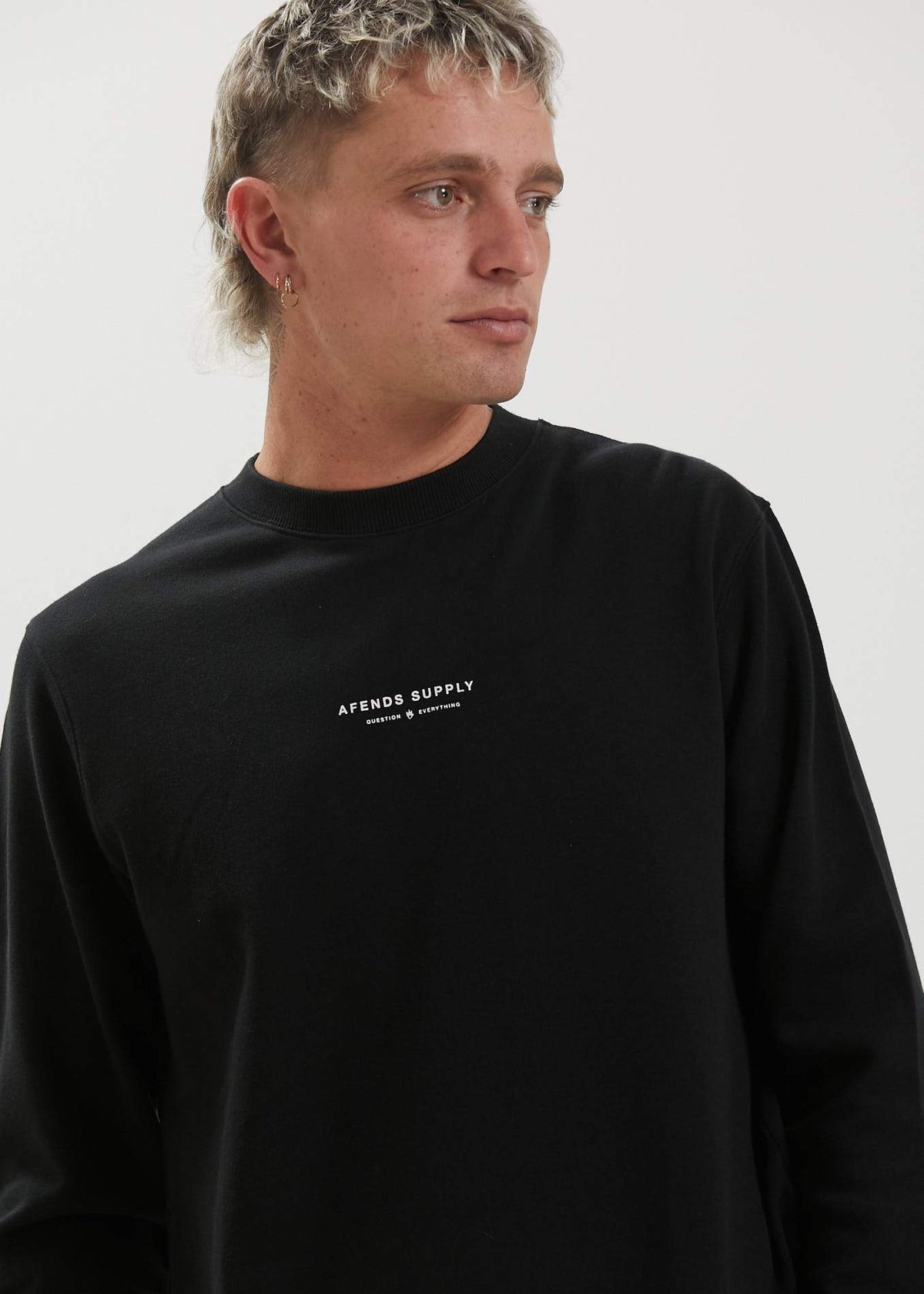 Afends Supply  - Recycled Crew Neck Jumper - Camel Black