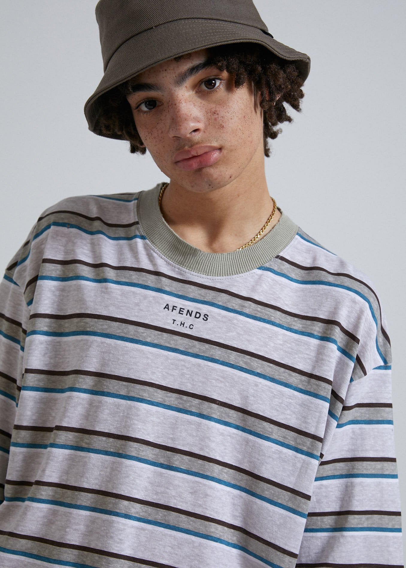 Afends THC  - Hemp Stripe Oversized Tee - Desert Desert