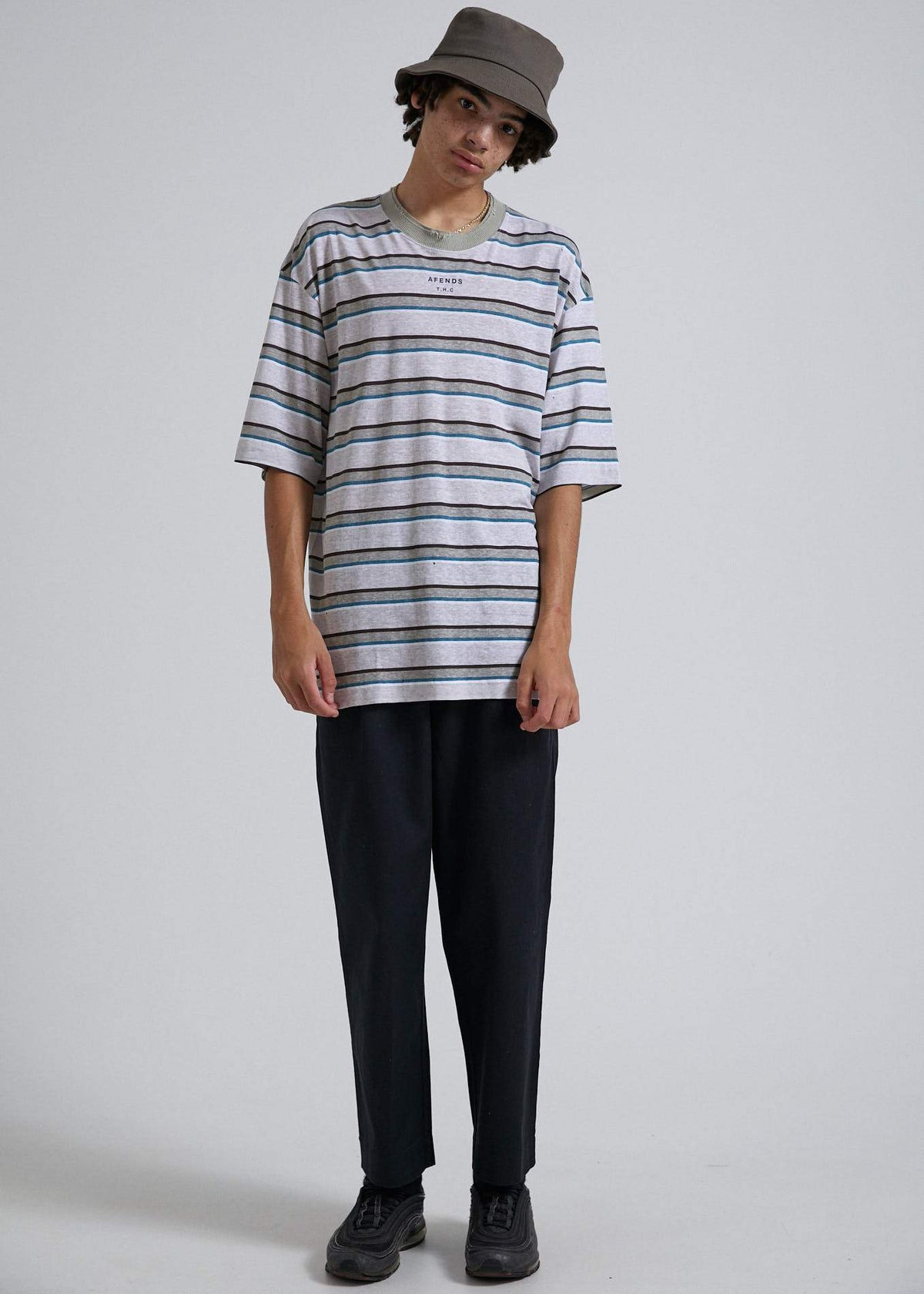 Afends THC  - Hemp Stripe Oversized Tee - Desert Desert