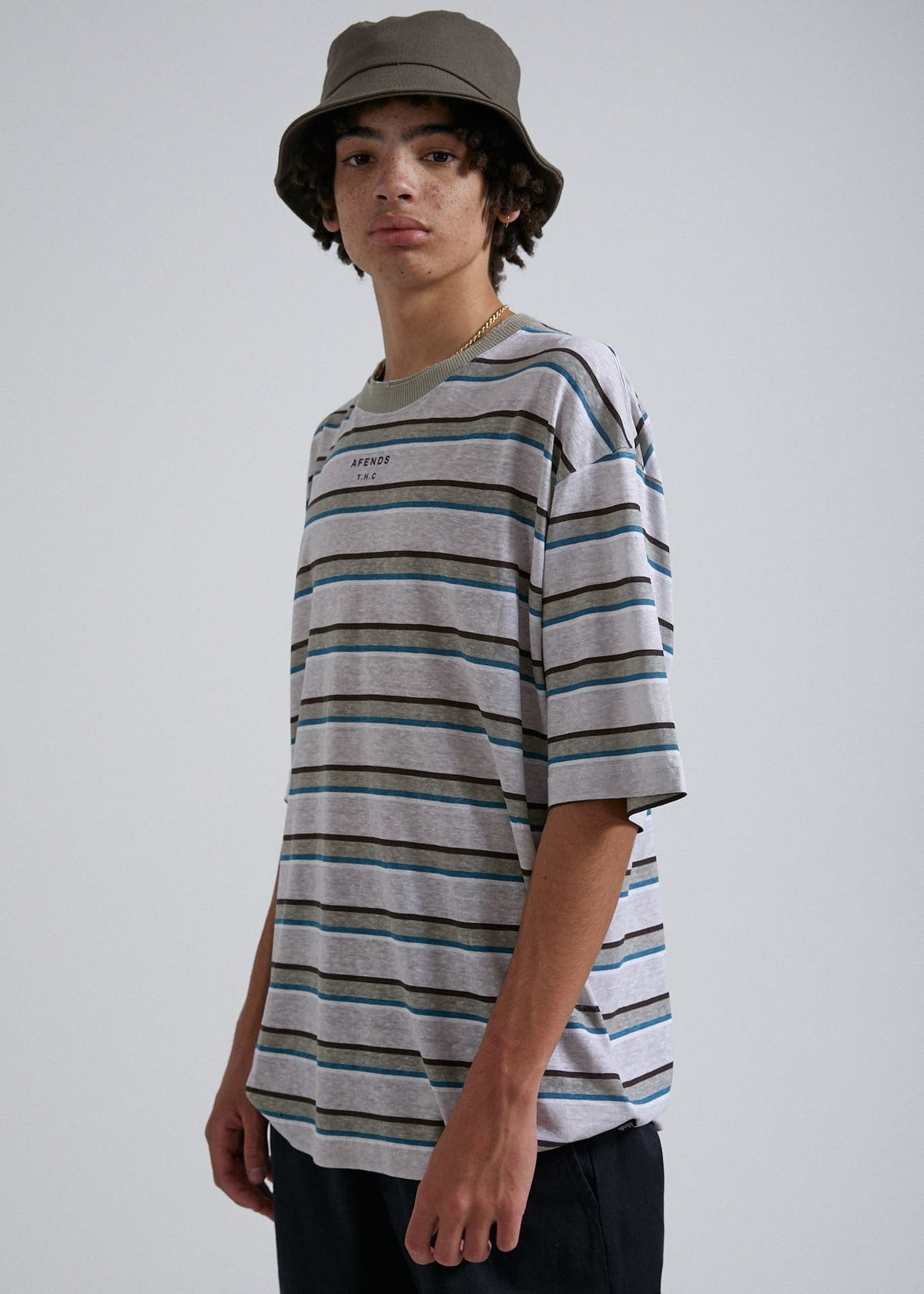 Afends THC  - Hemp Stripe Oversized Tee - Desert Desert