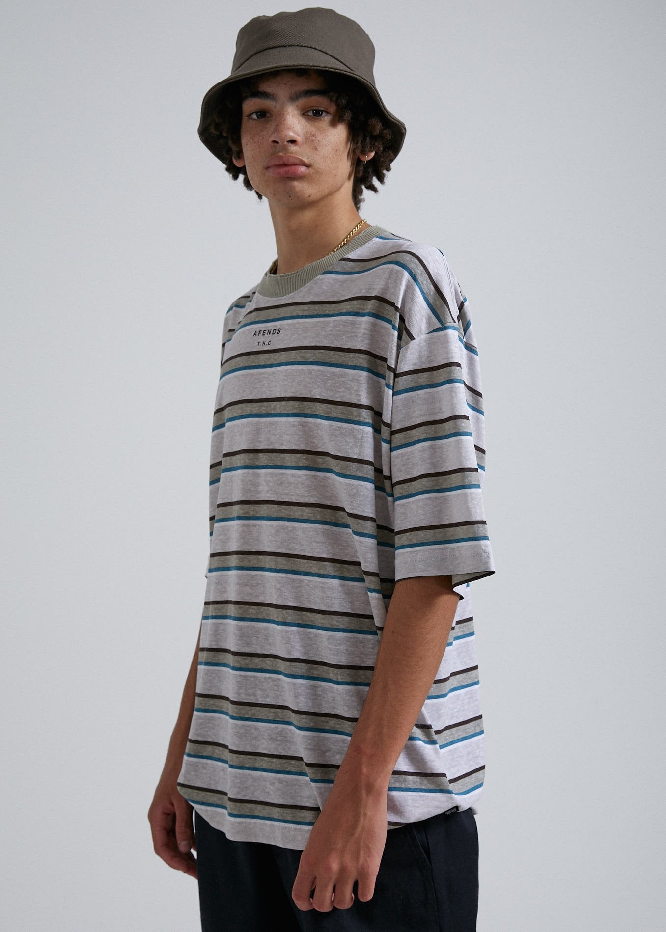 Afends THC  - Hemp Stripe Oversized Tee - Desert Desert