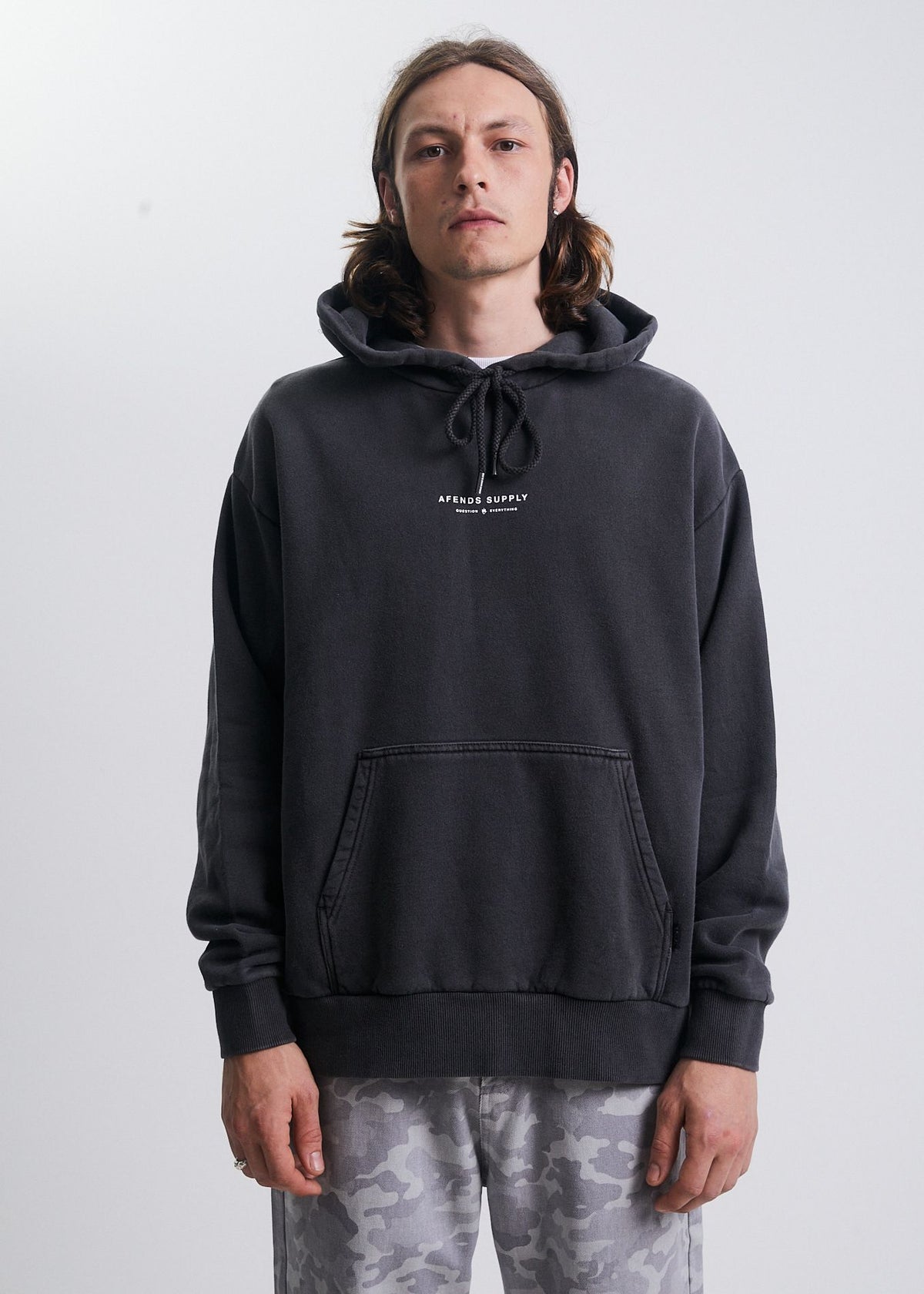 Afends Transit  - Recycled Hoodie - Stone Black Stone black