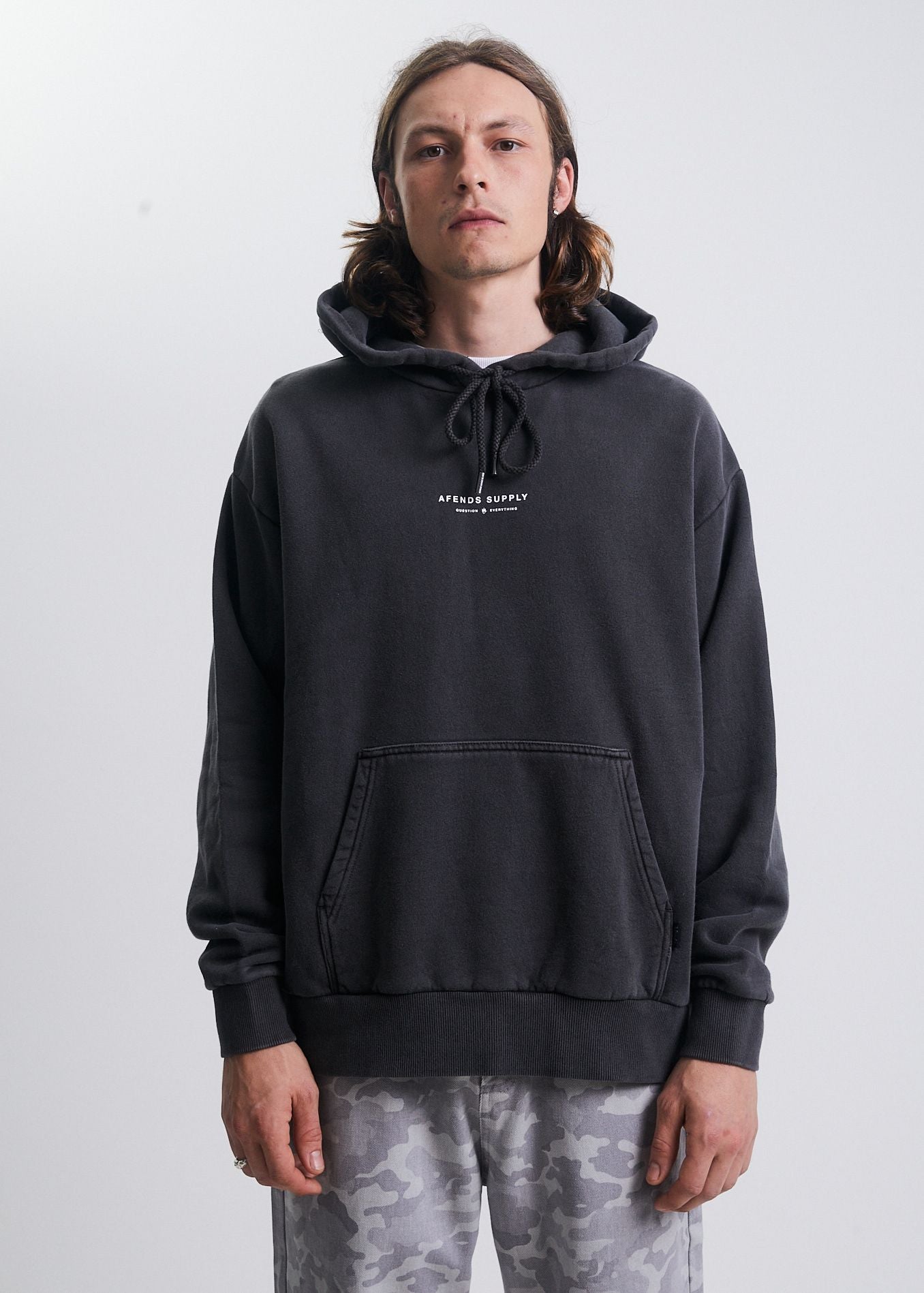 Afends Transit  - Recycled Hoodie - Stone Black Stone black