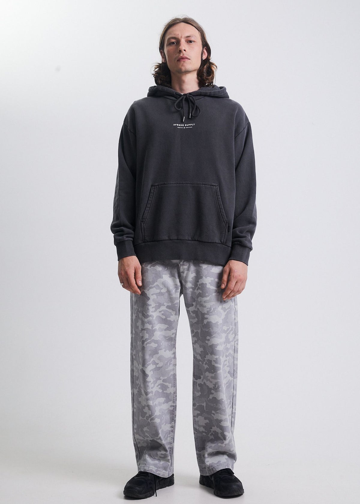 Afends Transit  - Recycled Hoodie - Stone Black Stone black