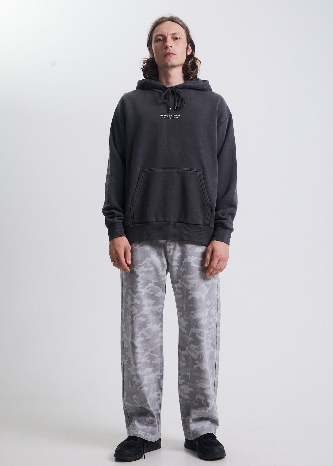 Afends Transit  - Recycled Hoodie - Stone Black Stone black
