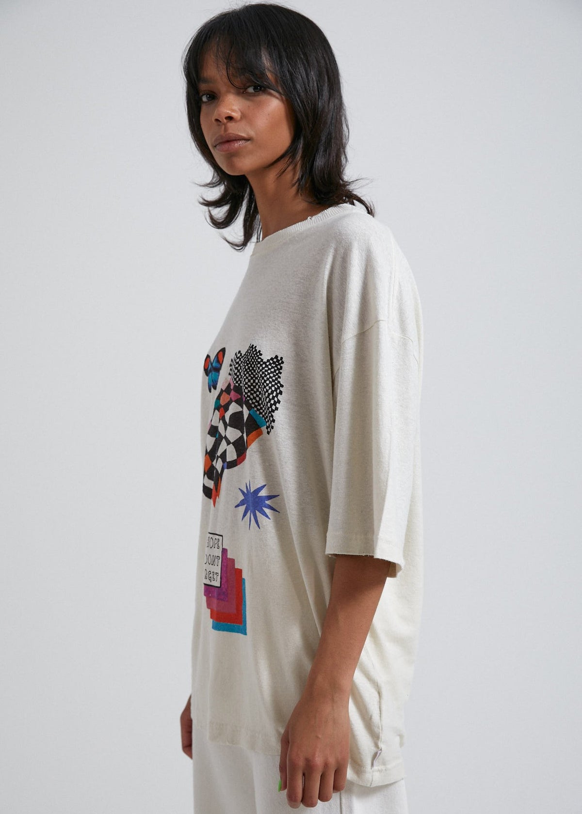 Afends When Heaven Melts  - Hemp Oversized Tee - Off White Off white