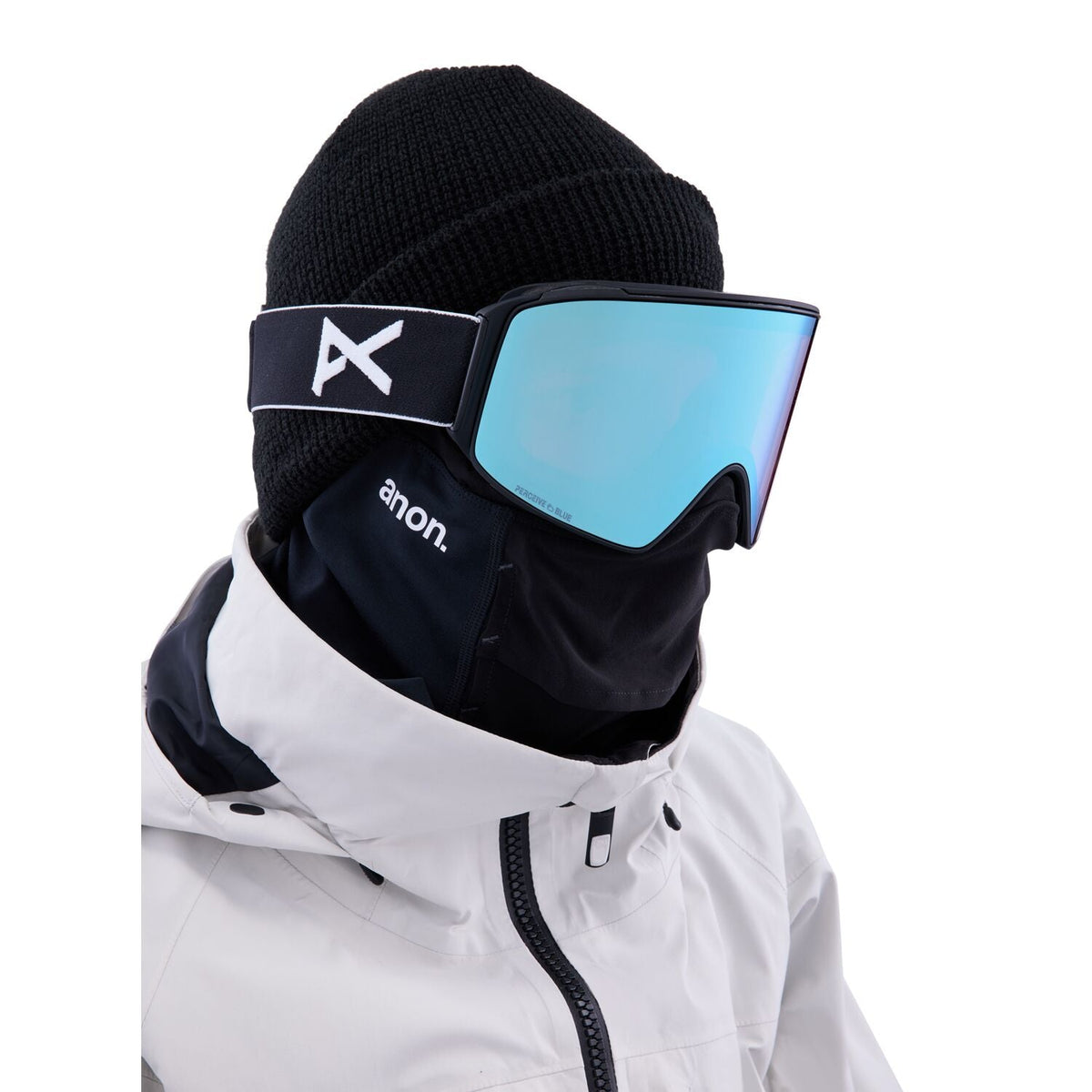 Anon M4 Cylindrical MFI Goggle 2023 Black - Perceive Variable Blue w Perceive Cloudy Pink Lens