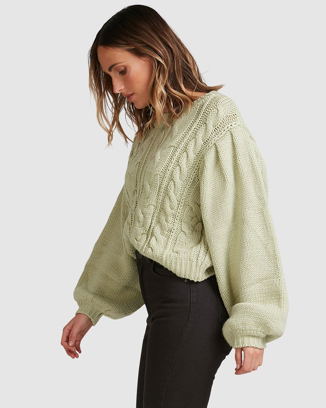 Billabong Bluesday Cable Knit Crew Leaf green