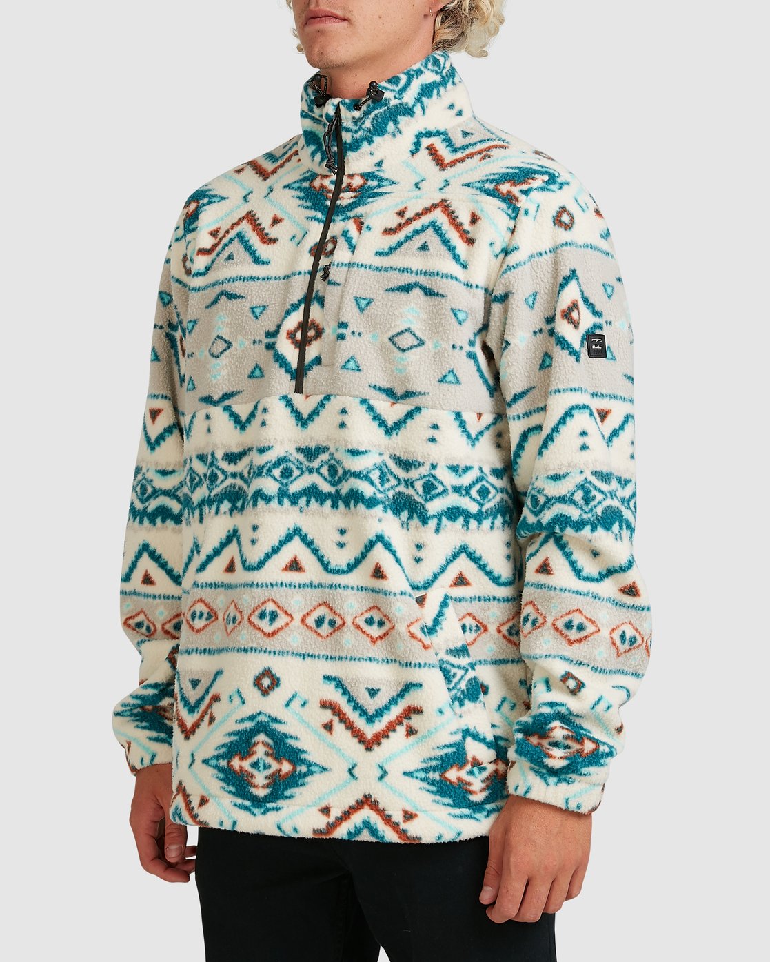 Billabong Boundary Mock Neck Fleece Stone