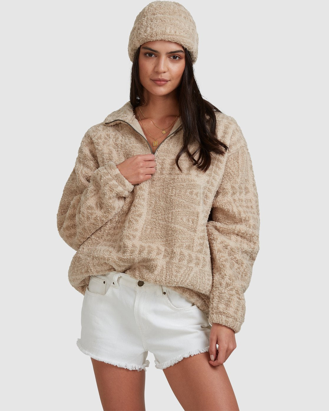 Billabong Catchup Half Zip Crew Taupe