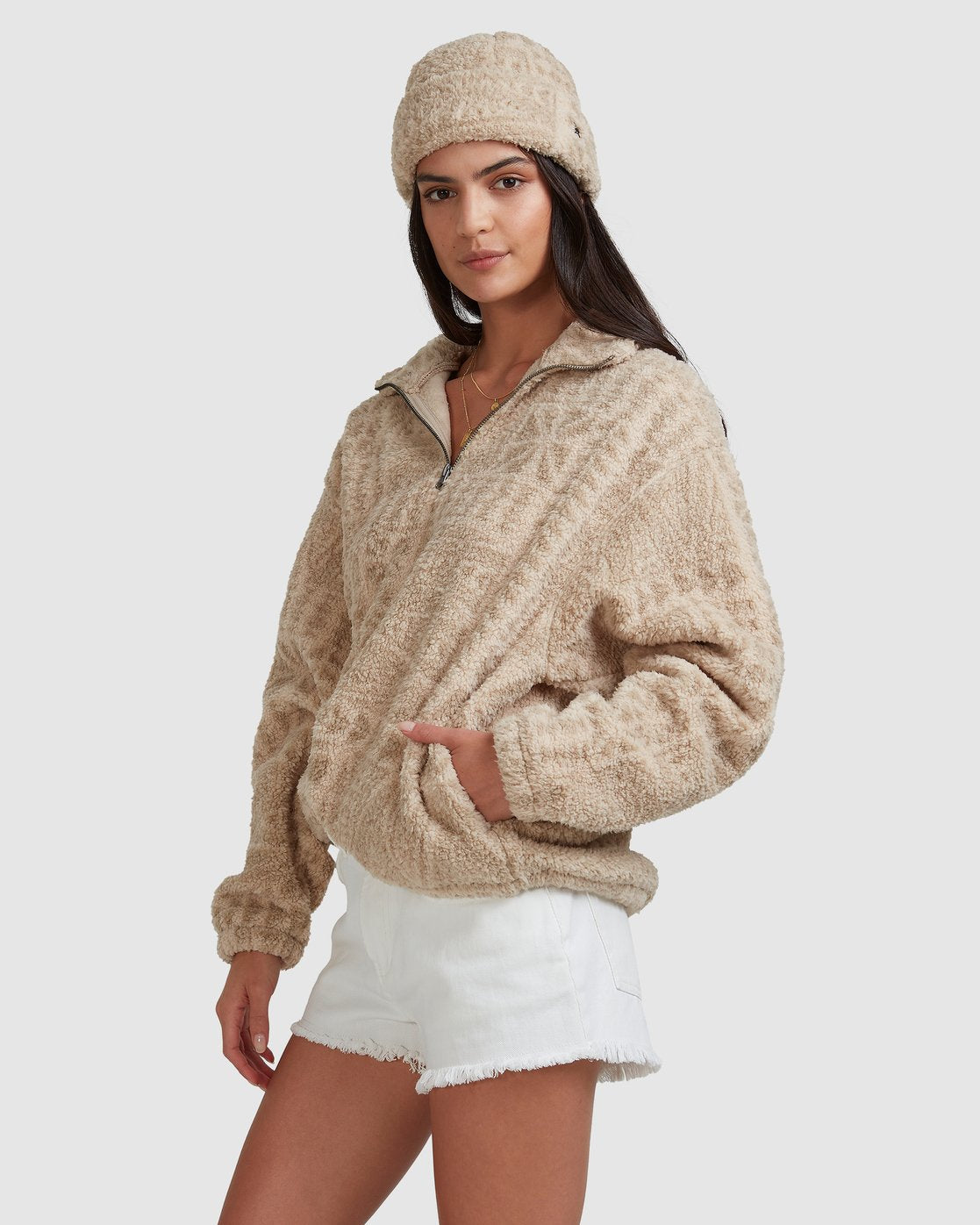 Billabong Catchup Half Zip Crew Taupe