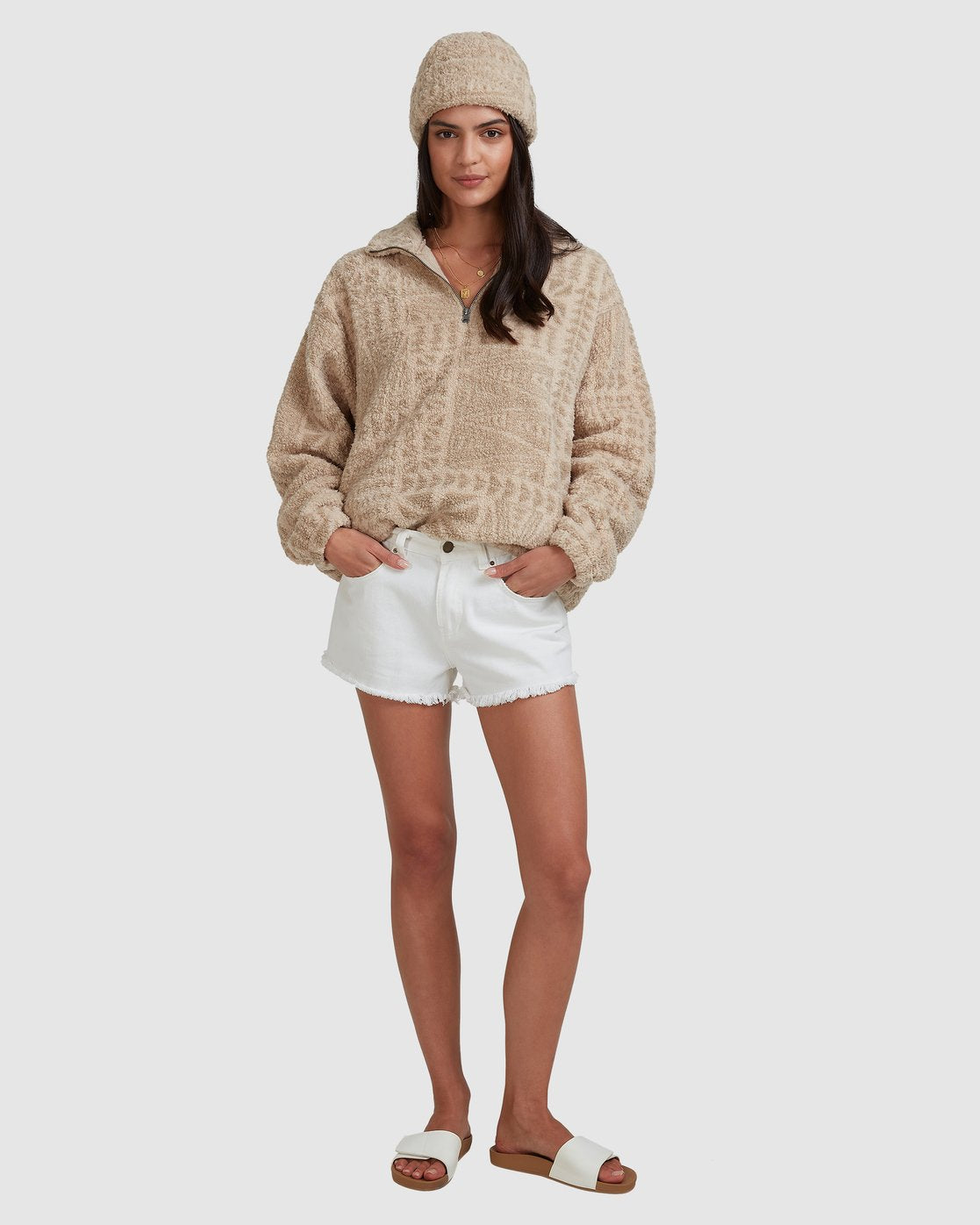 Billabong Catchup Half Zip Crew Taupe