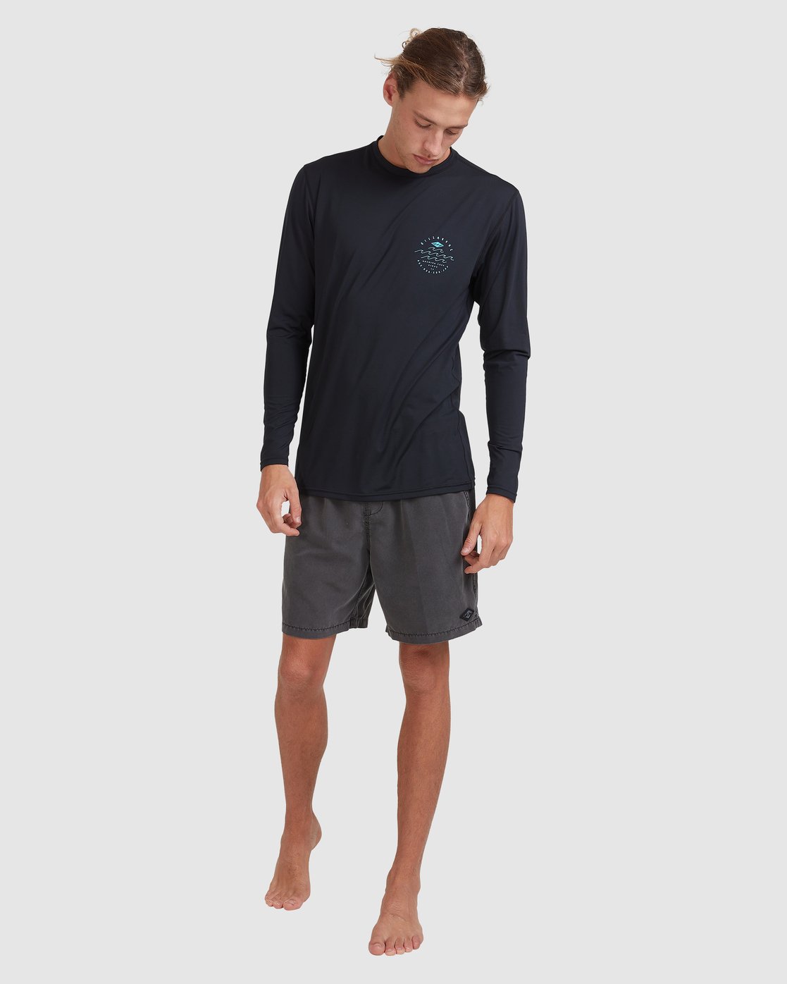 Billabong Wavey Davey Loose Fit Long Sleeve Rash Vest BLACK