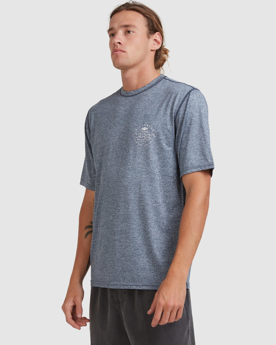 Billabong Wavey Davey Loose Fit Short Sleeve Rash Vest NAVY HEATHER