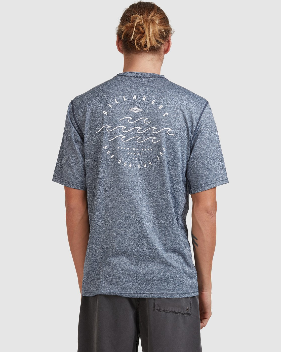 Billabong Wavey Davey Loose Fit Short Sleeve Rash Vest Navy heather