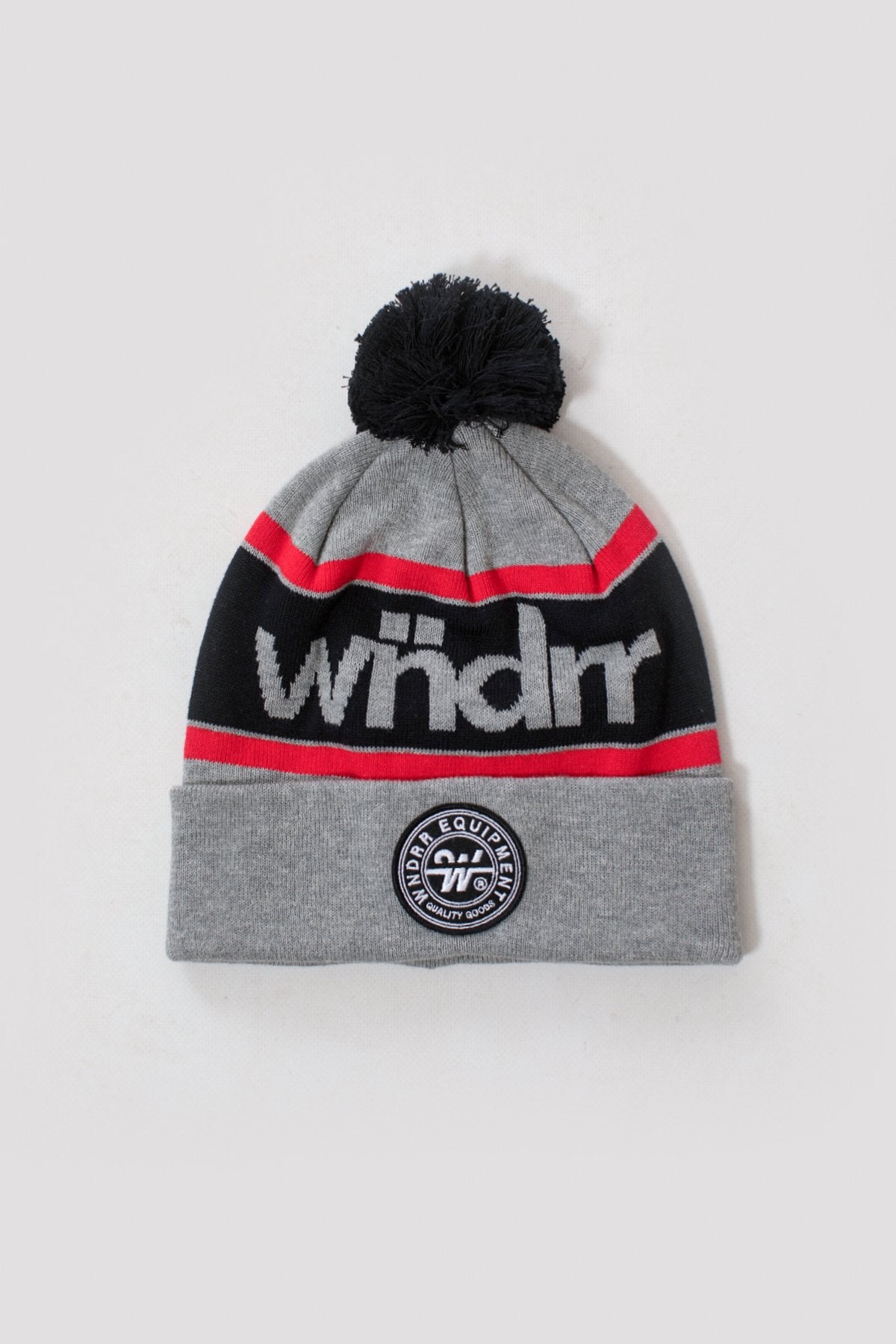 WNDRR CLUSTER POM POM BEANIE Grey/red/black